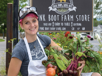 Hadley Stock, owner of Pink Boot Farm Store in Manchester, personally knows the producers of all the food she cooks in her store.