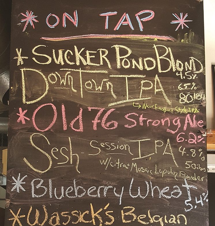 chalk board of beers served