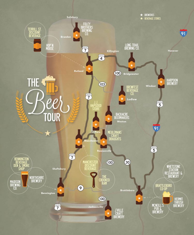 Map Of Vermont Breweries Beer and Breweries | Southern Vermont Tour | Stratton Magazine