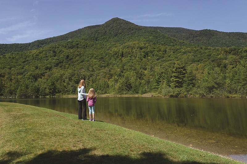 mother and daughter at equinox pond manchester vermont