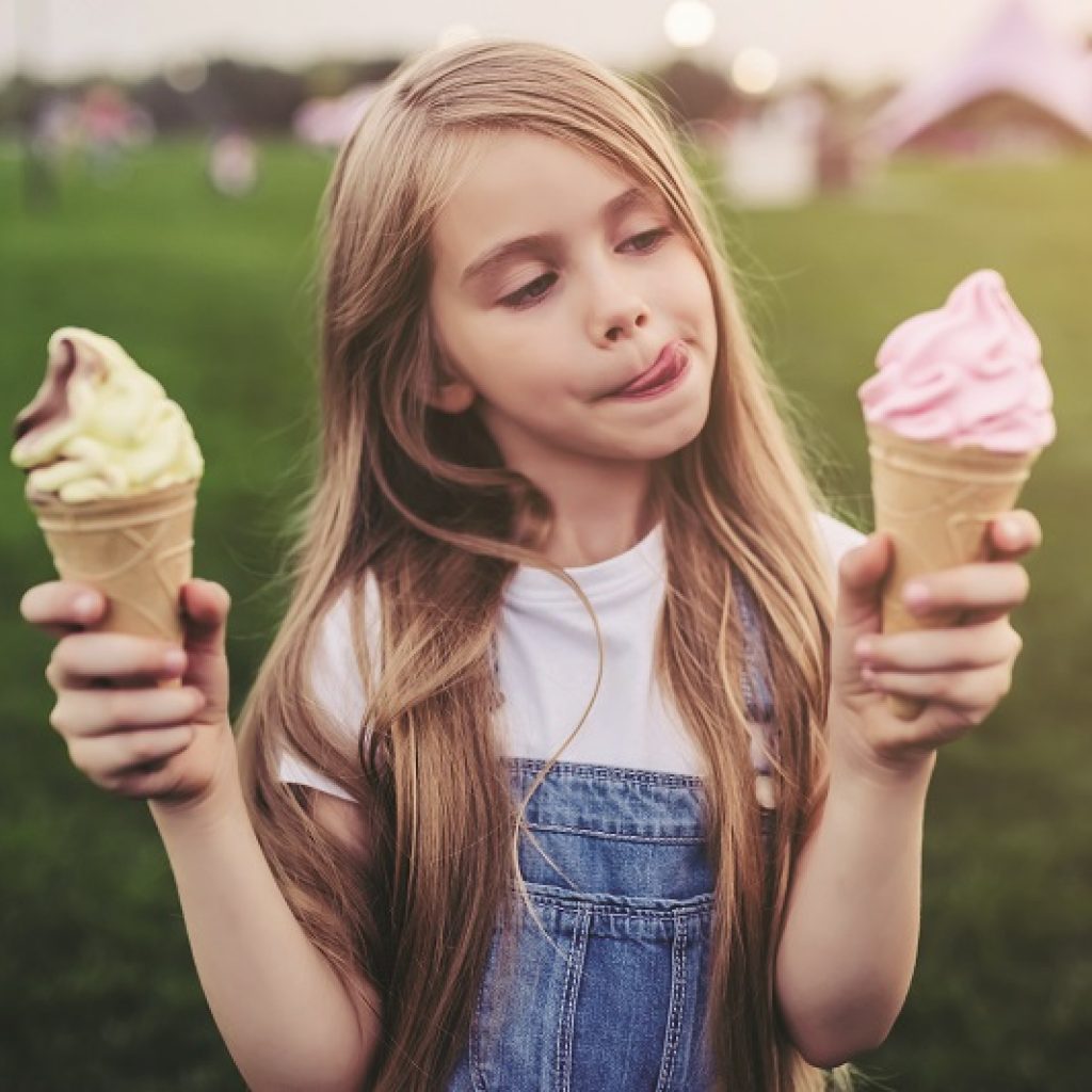 girl with ice cream cones
