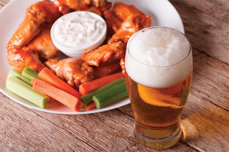 beer and buffalo wings