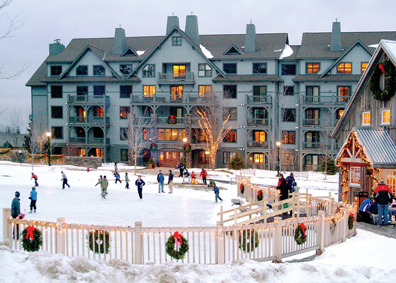 ice skating at mill house pond commons stratton mountain vermont